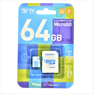 A-DATA microSDXC V10 UHS-1 A1(64GB) ホワイト/ブルー AMSD64GA1V10EDBL-イメージ1