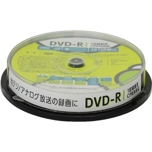 グリーンハウス 録画用DVD-R 4．7GB 1-16倍速対応 インクジェットプリンタ対応 10枚入り GHDVDRCB10-イメージ1