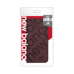 エム・ディー・シー iPhone 15用new balance 手帳ケース/スタンプロゴ スエード バーガンディ MD-75396-2-イメージ1