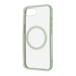 レイアウト iPhone 16e用Like standard MagSafe対応 マグネットアクセサリー対応 衝撃吸収 バンパー マット メタリック ハイブリッドケース ライトグリーン RT-P50MG3/LGM-イメージ1