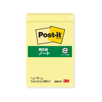 3M ポスト・イット ノート 再生紙 75×50mm イエロー 1冊 F808164-656RP-YN