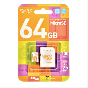 A-DATA microSDXC V10 UHS-1 A1(64GB) ホワイト/オレンジ AMSD64GA1V10EDOR-イメージ1