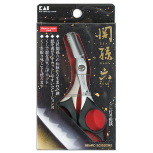 貝印 HC3514ｾｷﾏｺﾞﾛｸｸｼﾂｷﾋｹﾞﾊｻﾐ クシ付きヒゲハサミ 関孫六