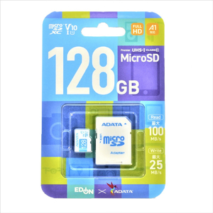 A-DATA microSDXC V10 UHS-1 A1(128GB) ホワイト/ブルー AMSD128GA1V10EDBL-イメージ1