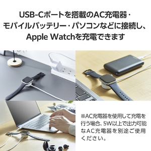 エレコム Apple Watch磁気充電ケーブル(高速充電)(1m) ホワイト MPA-AWCCQ10WH-イメージ5