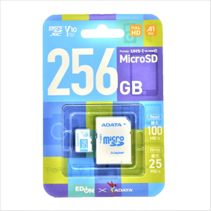 A-DATA microSDXC V10 UHS-1 A1(256GB) ホワイト/ブルー AMSD256GA1V10EDBL-イメージ1