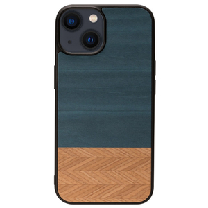 Man & Wood iPhone 14 Plus用天然木ケース Denim I23640I14M-イメージ1