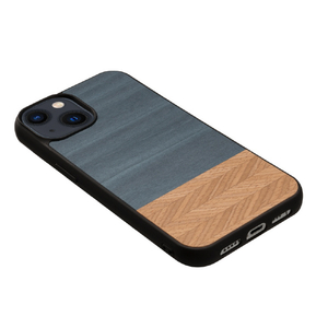 Man & Wood iPhone 14 Plus用天然木ケース Denim I23640I14M-イメージ2