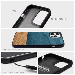 Man & Wood iPhone 14 Plus用天然木ケース Denim I23640I14M-イメージ6