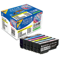JIT エプソン IC6CL80M対応ジットリサイクルインクカートリッジ 6色パック（ブラックのみ増量） JIT-E806PM