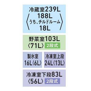 東芝 【右開き】465L 5ドア冷蔵庫 VEGETA サテンホワイト GR-Y470GSH(EC)-イメージ9