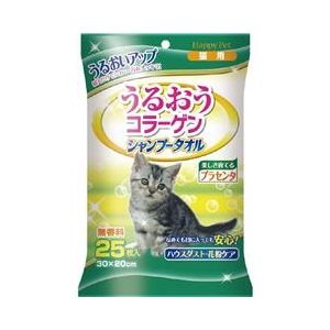 アース・バイオケミカル ハッピーペット シャンプータオル 猫用 25枚入 ｼﾔﾝﾌﾟｰﾀｵﾙ ﾈｺﾖｳ 25ﾏｲ-イメージ1