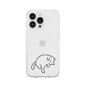 AKAN iPhone 15 Pro用ソフトクリアケース 猫ちゃんはグルーミング中 AK25641I15PR-イメージ1