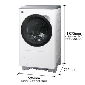 SHARP 【左開き】12kgドラム式洗濯乾燥機 マットホワイト ES-12X2-WL-イメージ2
