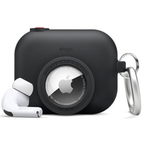 elago  AirPodsPro用カラビナ付きシリコンケｰス(AirTag収納可) elago AirPodsPro ブラック EL_APPCSSCSO_BK