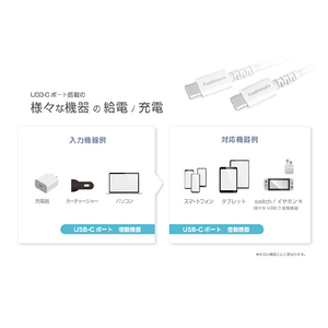 カシムラ Type-C to C USB充電&同期ケーブル 1．2m ホワイト AJ-643-イメージ6