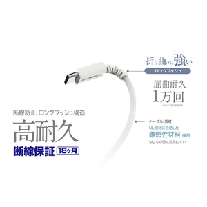 カシムラ Type-C to C USB充電&同期ケーブル 1．2m ホワイト AJ-643-イメージ8