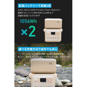 Anker Solix BP1000 拡張バッテリー (1056Wh) ベージュ A17611A1-85-71-イメージ2
