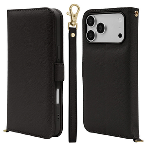 ラスタバナナ iPhone18 Pro Max/17 Pro Max用 ﾊﾝﾄﾞｽﾄﾗｯﾌﾟ手帳ｹｰｽ ブラック 9660IP6DBHSBK-イメージ1