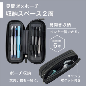リヒトラブ XCOA スプレッドダブルペンケース ライト ジェットブラック FCG353W-A3811-24-イメージ5