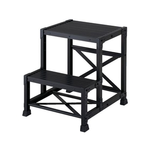 トラスコ中山 作業用踏台 アルミ製・高強度タイプ 2段 ブラック FC784HF-4879597-イメージ1
