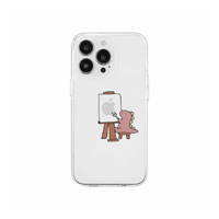 AKAN iPhone 15 Pro用ソフトクリアケース おしごとザウルス 画家 ピンク AK25644I15PR