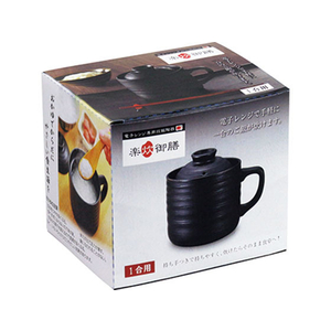 カクセー T-01B 電子レンジ専用炊飯陶器 楽炊御膳 黒 FC82112-イメージ1