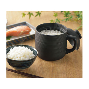 カクセー T-01B 電子レンジ専用炊飯陶器 楽炊御膳 黒 FC82112-イメージ4