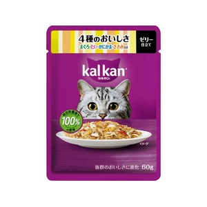 マースジャパン カルカンパウチ 4種のおいしさ まぐろ・たい・かにかま・ささみ入り 60g FCD043G-イメージ1