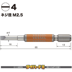 ベッセル（ＴＮ） 剛彩ビット　２本組　（片頭）　－４×６５ｍｍ GS16PL40-イメージ2