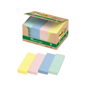 3M ポスト・イット ふせん 再生紙 エコノパック 75×25mm パステル 4色 20冊 F814937-5001-K-イメージ2