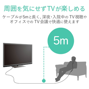エレコム TV用ヘッドホン(スタンダード)カナルタイプ ブラック EHP-TV11C5XBK-イメージ3