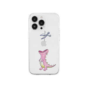 AKAN iPhone 15 Pro用ソフトクリアケース はらぺこザウルス ピンク AK25648I15PR-イメージ1