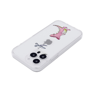 AKAN iPhone 15 Pro用ソフトクリアケース はらぺこザウルス ピンク AK25648I15PR-イメージ2