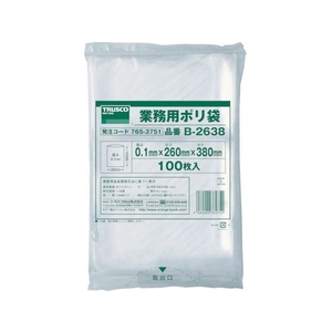 トラスコ中山 TRUSCO 厚手ポリ袋 縦380×横260×t0.1 透明 (100枚入) FC550GT-7653751-イメージ1