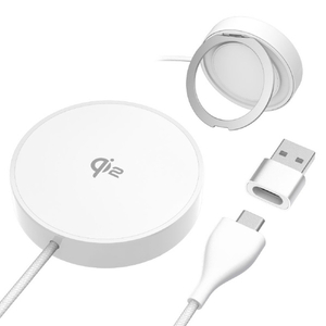 多摩電子工業 Qi2対応ワイヤレス充電器 2in1 ホワイト TWC64W-イメージ1
