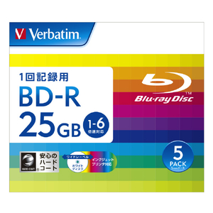 Verbatim データ用BD-R 1-6倍速 25GB インクジェットプリンター対応 5枚入り DBR25RP5V2 Verbatim データ用BD-R 1-6倍速 25GB インクジェットプリンター対応 5枚入り DBR25RP5V2