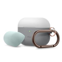 elago AirPods Pro用シリコンケース DUO HANG ダークグレートランスルーセント EL_APPCSSCUH_GT