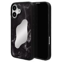 ラスタバナナ iPhone 16用ILBE ハイブリッドケース TPU×PC 背面ミラー付き 大理石調 ブラック 8167IP461HPBK