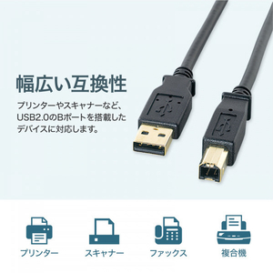 サンワサプライ USB2．0ケーブル(1．0m) ブラック KU20-1BKHK2-イメージ6