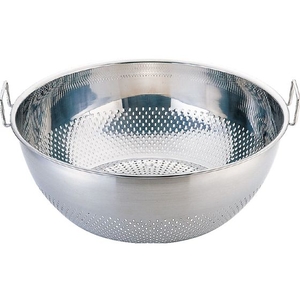 三宝産業 UK18-8 パンチング浅型ザル 固定ハンドル 55cm 55cm575mm225mm FCL1335-070423055-イメージ1