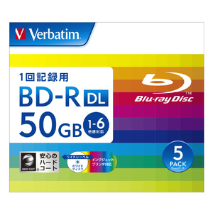 Verbatim データ用BD-R DL 1-6倍速 50GB インクジェットプリンター対応 5枚入り DBR50RP5V2-イメージ1