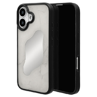 ラスタバナナ iPhone 16用ILBE ハイブリッドケース TPU×PC 背面ミラー付き 大理石調 オフホワイト 8168IP461HPWH