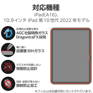 エレコム iPad(A16)用ガラスフィルム ドラゴントレイル 高透明 ガイドフレーム付 TB-A25RFLGDT-イメージ2