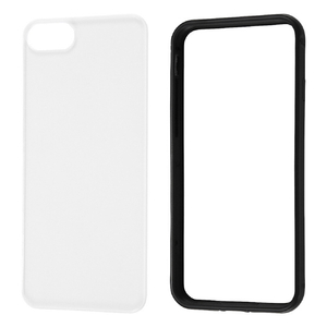 レイアウト iPhone SE(第2世代)/8/7用アルミバンパー＋背面パネル(クリア) マットブラック RT-P24AB/MBM-イメージ1