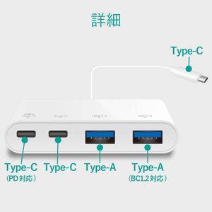 エレコム USB Type-Cコネクタ搭載USBハブ(PD対応) ホワイト U3HC-A423P5WH-イメージ8