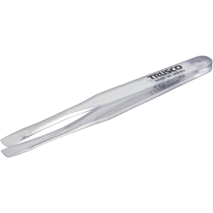 トラスコ 透明プラスチック製ピンセット　１２０ｍｍ　先丸平型 TPP-234-TM-イメージ1