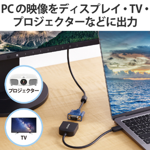 エレコム Type-C変換アダプター VGA ブラック AD-CVGABK3-イメージ4