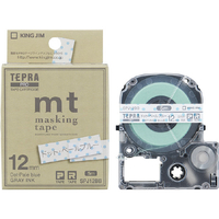 キングジム PROテープカートリッジ マスキングテープ「mt」ラベル (ドット/ペールブルー/グレー文字/12mm幅) 5m SPJ12BB
