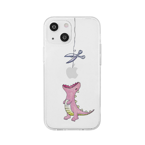 AKAN iPhone 15 Plus用ソフトクリアケース はらぺこザウルス ピンク AK25655I15PL-イメージ1